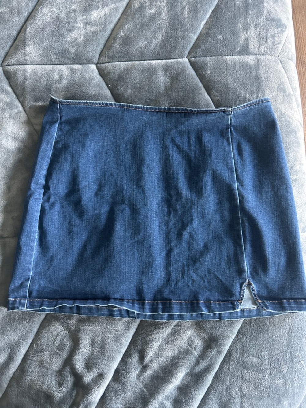 wild fable Dark Blue Denim Mini Skirt with Front Notch